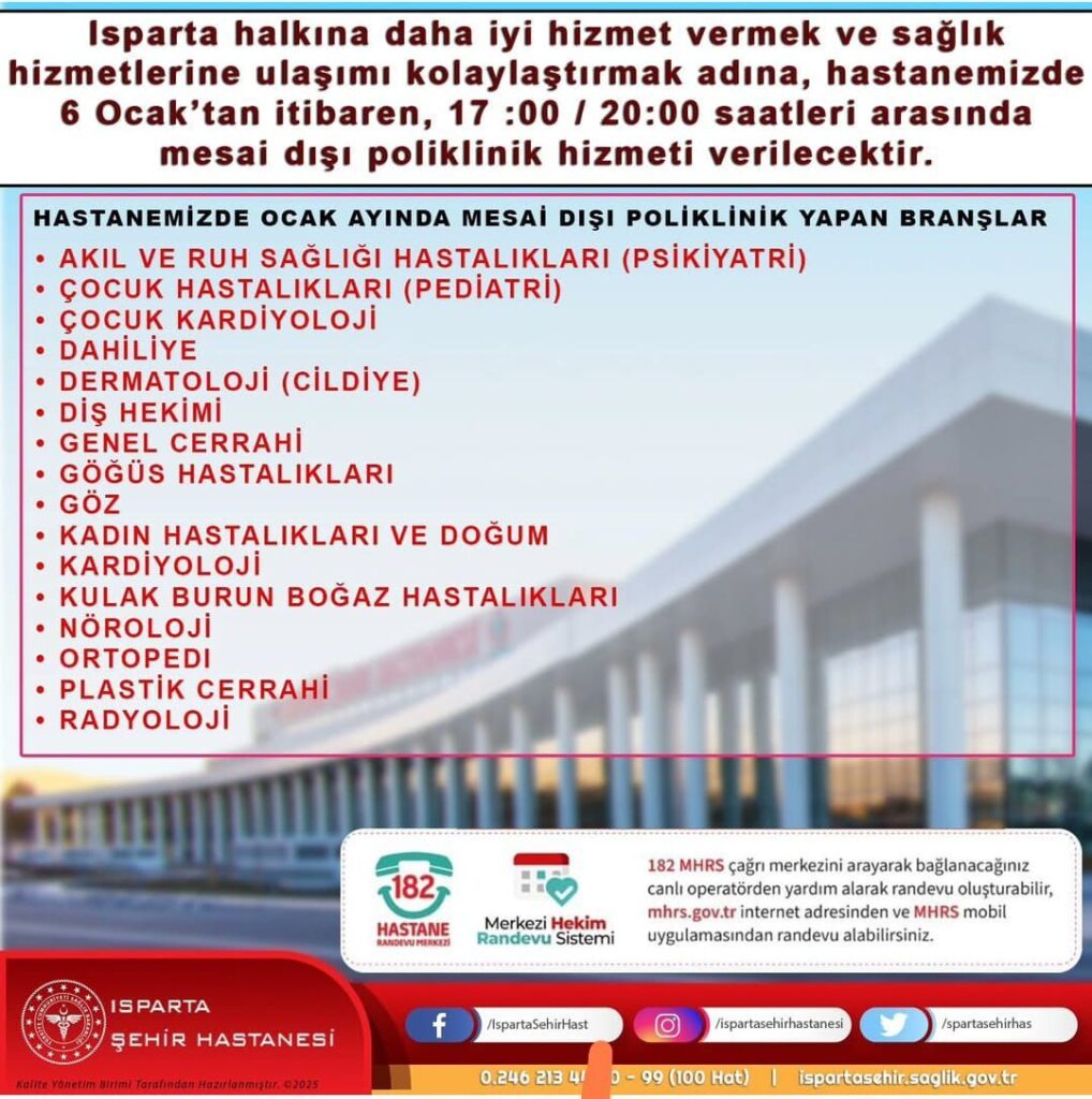 Isparta Şehir Hastanesinde Mesai Sonrası Poliklinik Hizmeti Başlıyor Harika Bir Uygulama