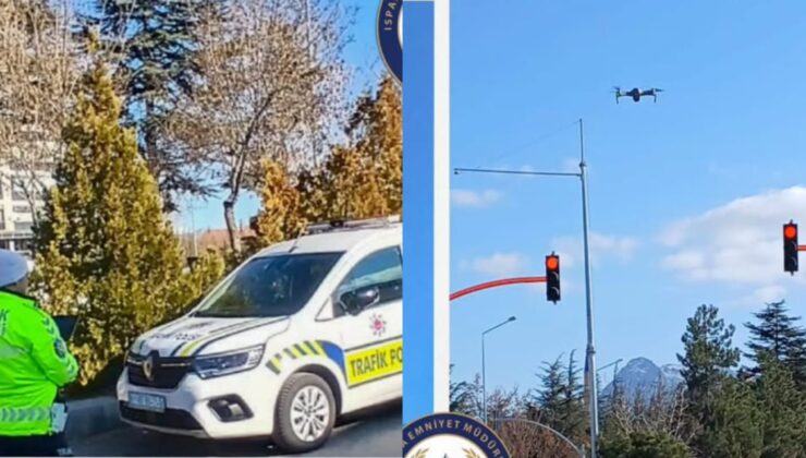 Isparta’da Drone ile Trafik Denetimi: Hatalı Sollama ve Kırmızı Işık İhlali Yapan 14 Sürücüye Ceza!