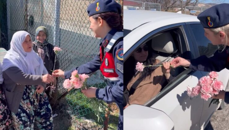 Isparta Jandarmasından 8 Mart Dünya Kadınlar Günü’ne Özel Çiçekli Kutlama